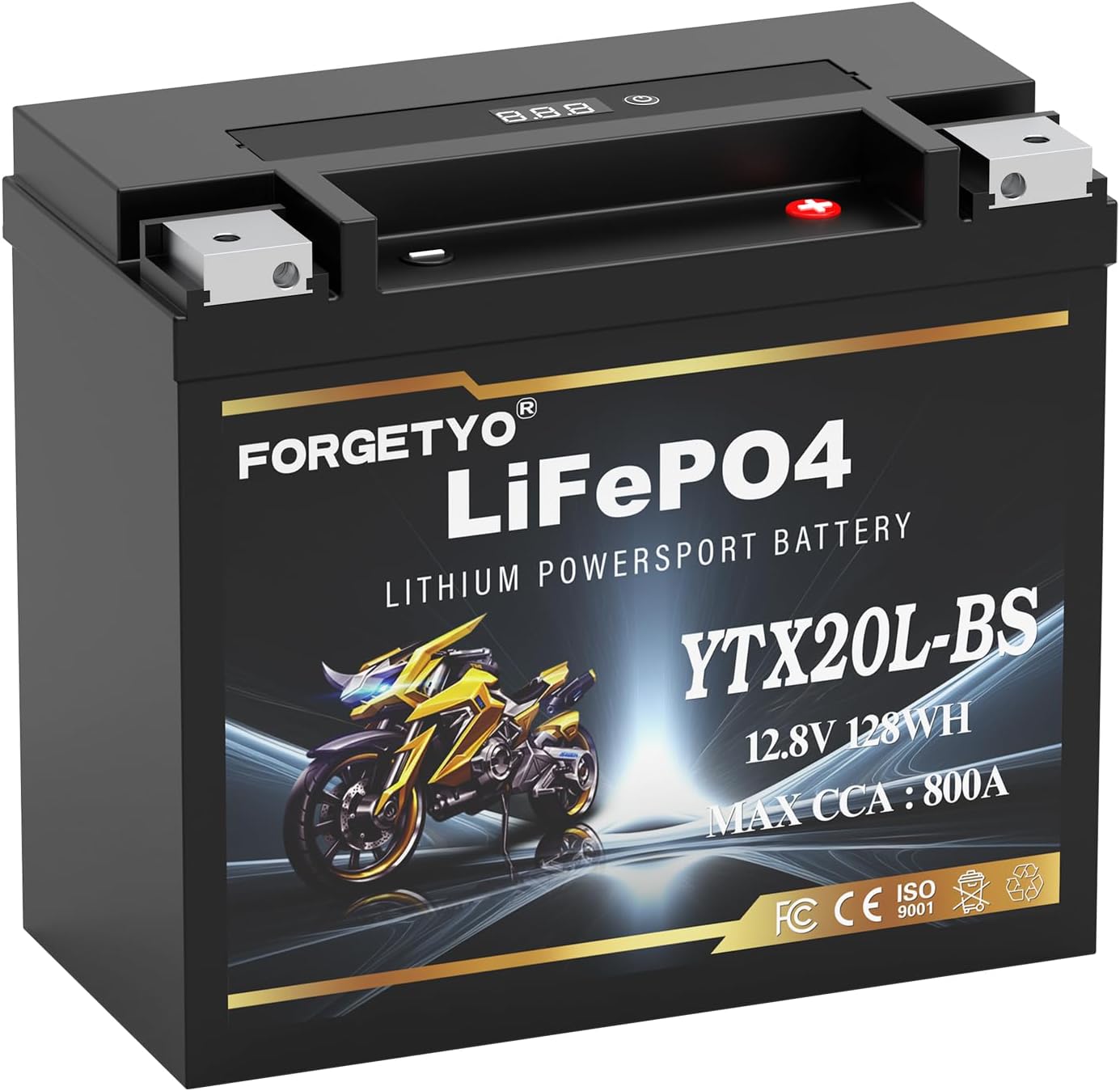 12V 10Ah 800A LiFePO4 YTX20L-BS